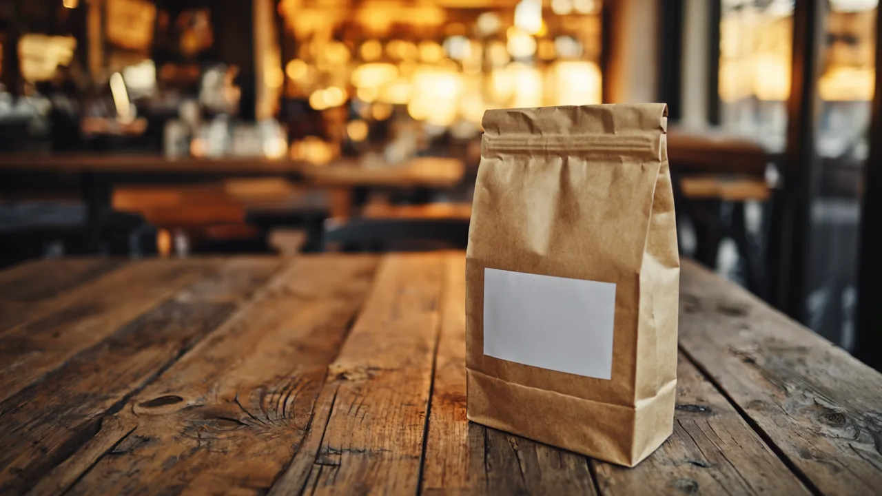 Product staged on a cafe table in warm light using a Zentrix Lifestyle prompt